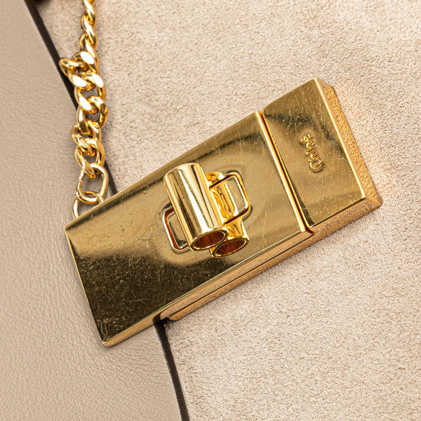 クロエ ドリュー チェーン ショルダーバッグ グレージュ レザー スウェード レディース Chloe 【中古】