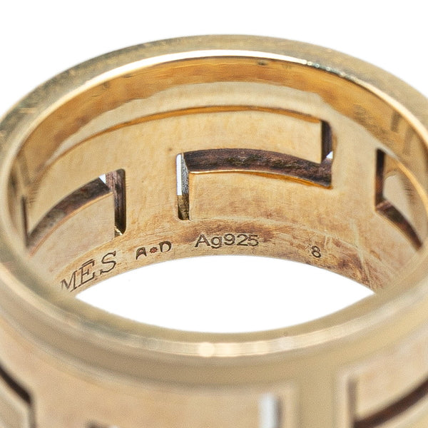 エルメス ムーブアッシュ リング 指輪 #8 ゴールド アイボリー SV925 シルバー レディース HERMES 【中古】