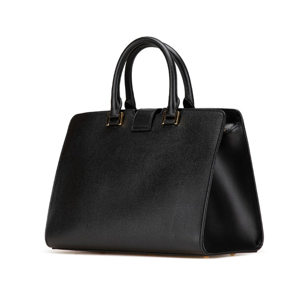サンローラン カバス Yライン ハンドバッグ ショルダーバッグ 2WAY ブラック レザー レディース SAINT LAURENT 【中古】