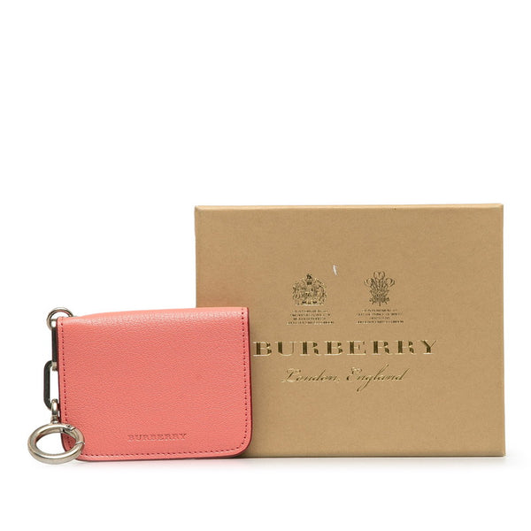 バーバリー ロゴ カードケース パスケース 名刺入れ ピンク レザー レディース BURBERRY 【中古】