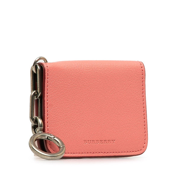 バーバリー ロゴ カードケース パスケース 名刺入れ ピンク レザー レディース BURBERRY 【中古】