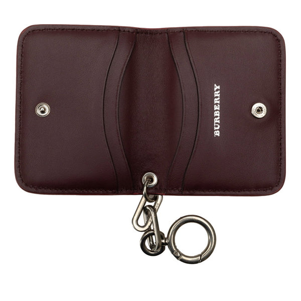 バーバリー ロゴ カードケース パスケース 名刺入れ ピンク レザー レディース BURBERRY 【中古】