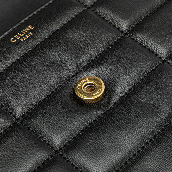 セリーヌ ロゴ チェーン ショルダーバッグ 111273EYD ブラック レザー レディース CELINE 【中古】