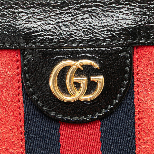 グッチ オフィディア シェリーライン チェーン 斜め掛け ショルダーバッグ 503877 レッド ブラック レザー スエード レディース GUCCI 【中古】