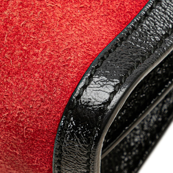 グッチ オフィディア シェリーライン チェーン 斜め掛け ショルダーバッグ 503877 レッド ブラック レザー スエード レディース GUCCI 【中古】