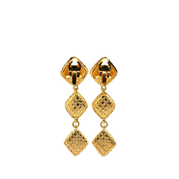 シャネル ひし形 3連 ストーン イヤリング ゴールド メッキ レディース CHANEL 【中古】