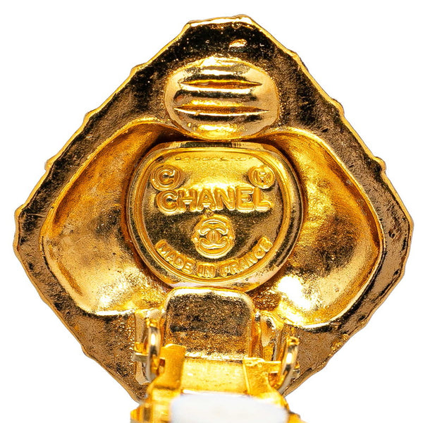 シャネル ひし形 3連 ストーン イヤリング ゴールド メッキ レディース CHANEL 【中古】
