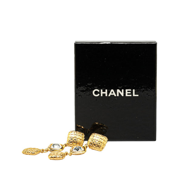 シャネル ひし形 3連 ストーン イヤリング ゴールド メッキ レディース CHANEL 【中古】