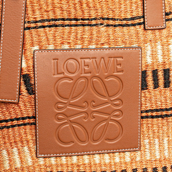 ロエベ バスケットバッグ ハンドバッグ かごバッグ オレンジ ブラウン ラフィア レザー レディース LOEWE 【中古】
