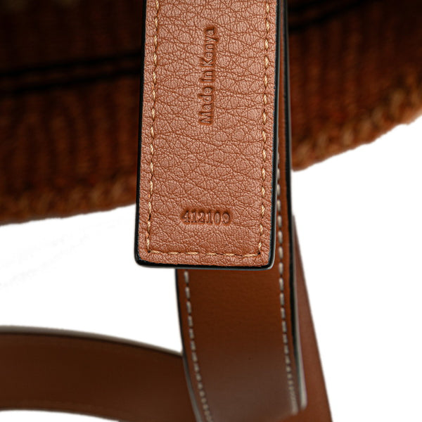 ロエベ バスケットバッグ ハンドバッグ かごバッグ オレンジ ブラウン ラフィア レザー レディース LOEWE 【中古】