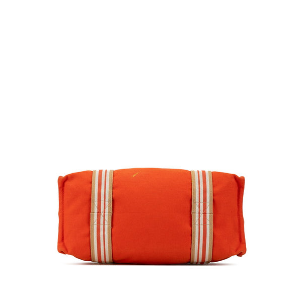 エルメス サックドプラージュ ハンドバッグ トートバッグ オレンジ ホワイト キャンバス レディース HERMES 【中古】