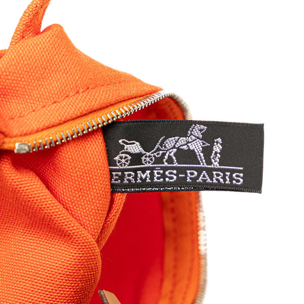 エルメス サックドプラージュ ハンドバッグ トートバッグ オレンジ ホワイト キャンバス レディース HERMES 【中古】