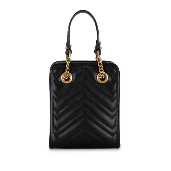 グッチ GGマーモント キルティング ハンドバッグ ショルダーバッグ 2WAY 696123 ブラック レザー レディース GUCCI 【中古】