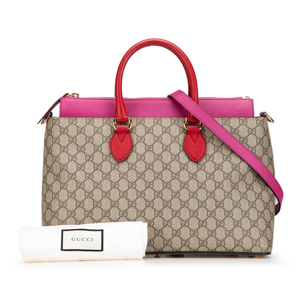 グッチ GGスプリーム ハンドバッグ ショルダーバッグ 2WAY 409533 ベージュ ピンク PVC レザー レディース GUCCI 【中古】