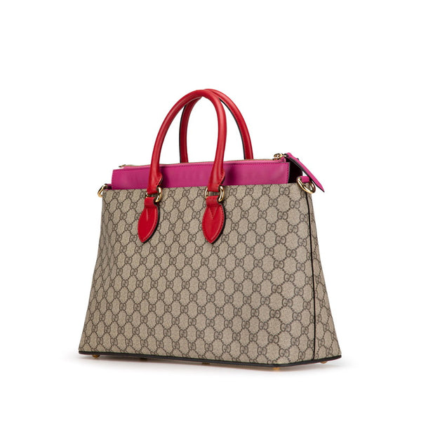 グッチ GGスプリーム ハンドバッグ ショルダーバッグ 2WAY 409533 ベージュ ピンク PVC レザー レディース GUCCI 【中古】