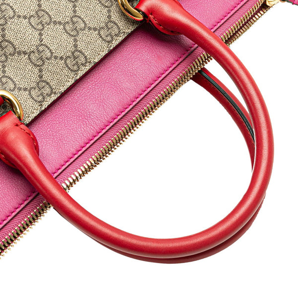 グッチ GGスプリーム ハンドバッグ ショルダーバッグ 2WAY 409533 ベージュ ピンク PVC レザー レディース GUCCI 【中古】