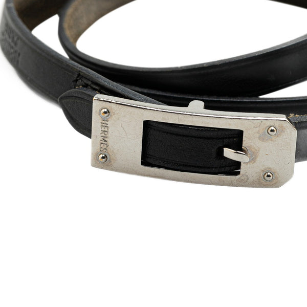 エルメス ケリーアルディオン ブレスレット ブラック レザー メタル レディース HERMES 【中古】