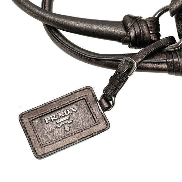 プラダ フリル ハンドバッグ ブラウン ブロンズ ナッパレザー レディース PRADA 【中古】