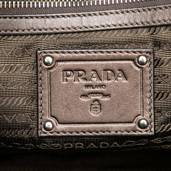 プラダ フリル ハンドバッグ ブラウン ブロンズ ナッパレザー レディース PRADA 【中古】