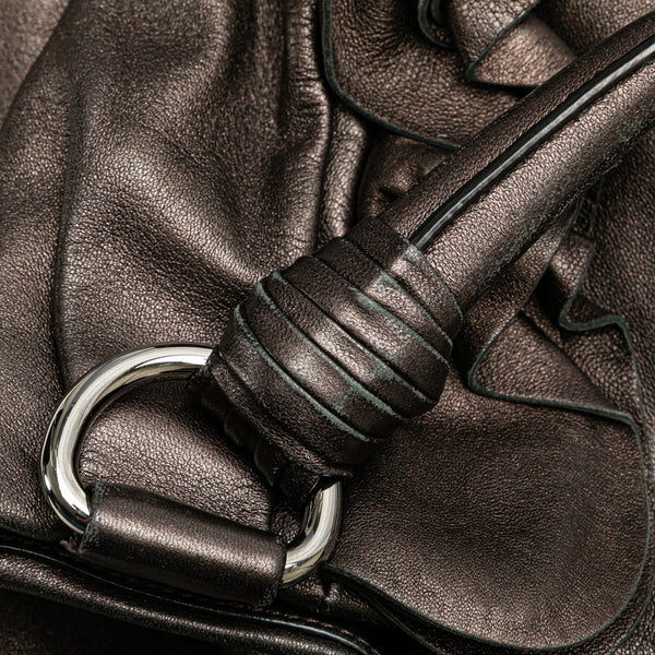 プラダ フリル ハンドバッグ ブラウン ブロンズ ナッパレザー レディース PRADA 【中古】