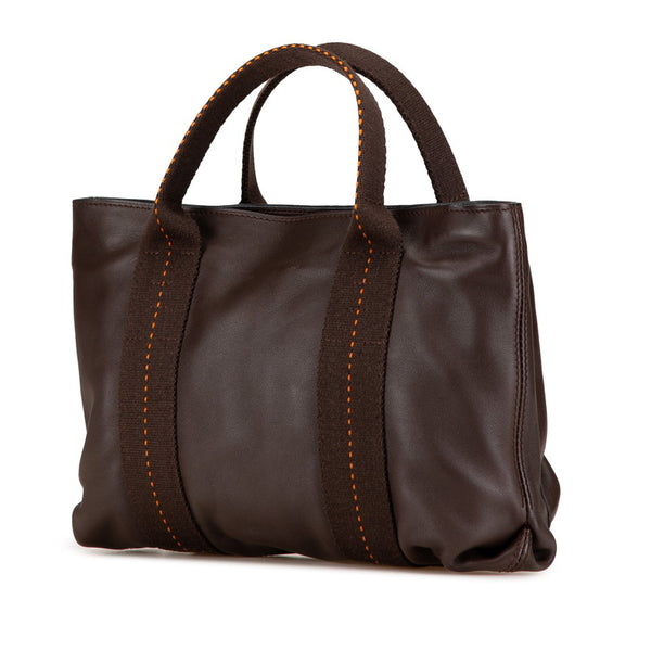 エルメス キャラバン ホリゾンタルPM ハンドバッグ ショルダーバッグ 2WAY ブラウン ヴォーデルマ キャンバス レディース HERMES 【中古】