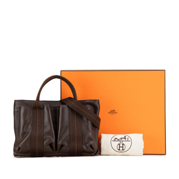 エルメス キャラバン ホリゾンタルPM ハンドバッグ ショルダーバッグ 2WAY ブラウン ヴォーデルマ キャンバス レディース HERMES 【中古】