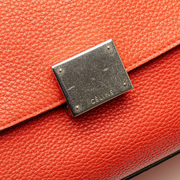 セリーヌ トラペーズ スモール ハンドバッグ ショルダーバッグ 2WAY レッド レザー レディース CELINE 【中古】
