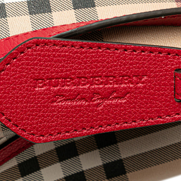 バーバリー ノバチェック シャドーホース ショルダーバッグ ベージュ レッド PVC レザー レディース BURBERRY 【中古】