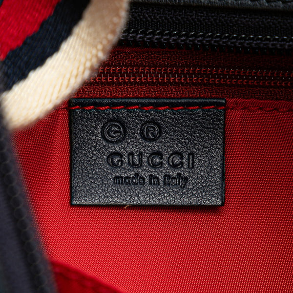 グッチ シェリーライン ハンドバッグ 263757 ネイビー キャンバス レザー レディース GUCCI 【中古】