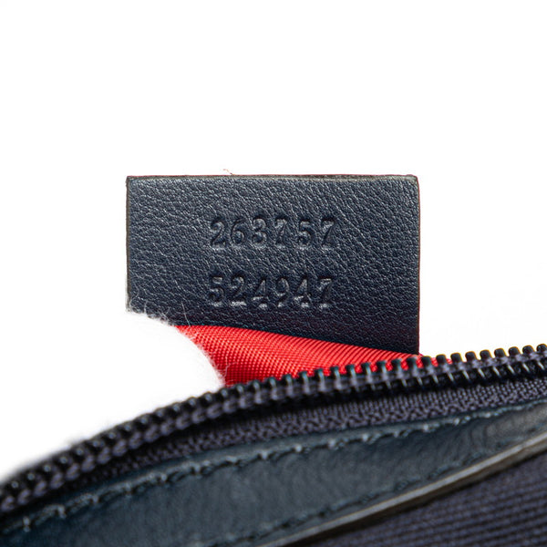 グッチ シェリーライン ハンドバッグ 263757 ネイビー キャンバス レザー レディース GUCCI 【中古】