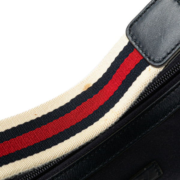 グッチ シェリーライン ハンドバッグ 263757 ネイビー キャンバス レザー レディース GUCCI 【中古】