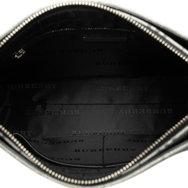 バーバリー チェック ワンショルダーバッグ ハンドバッグ グレー ブラック キャンバス レザー レディース BURBERRY 【中古】