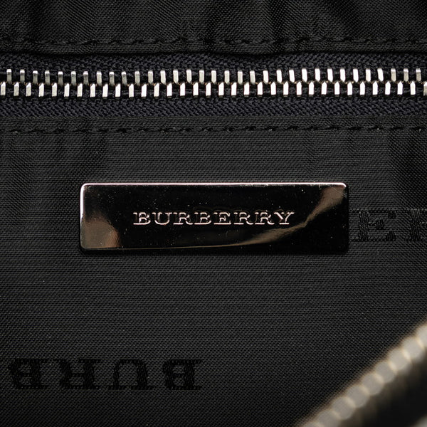 バーバリー チェック ワンショルダーバッグ ハンドバッグ グレー ブラック キャンバス レザー レディース BURBERRY 【中古】