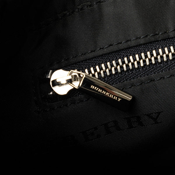 バーバリー チェック ワンショルダーバッグ ハンドバッグ グレー ブラック キャンバス レザー レディース BURBERRY 【中古】