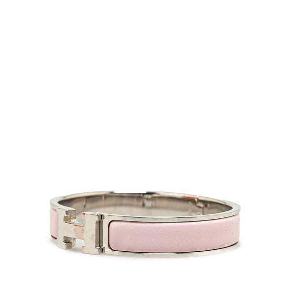 エルメス クリッククラックH PM バングル ブレスレット シルバー ピンク メタル レディース HERMES 【中古】