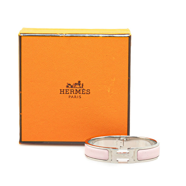 エルメス クリッククラックH PM バングル ブレスレット シルバー ピンク メタル レディース HERMES 【中古】