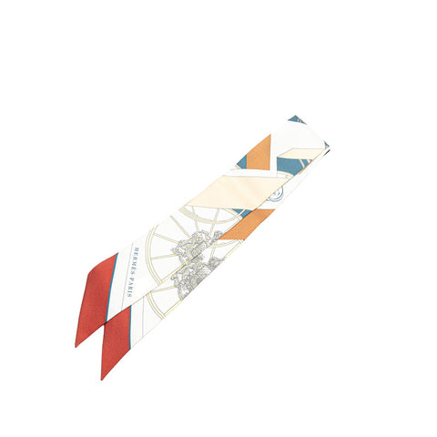 エルメス ツイリー Springs Springs スプリング スプリング スカーフ ホワイト マルチカラー シルク レディース HERMES 【中古】