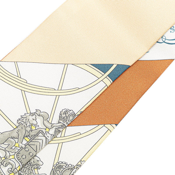 エルメス ツイリー Springs Springs スプリング スプリング スカーフ ホワイト マルチカラー シルク レディース HERMES 【中古】