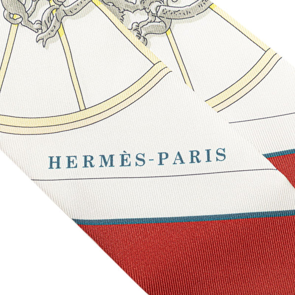 エルメス ツイリー Springs Springs スプリング スプリング スカーフ ホワイト マルチカラー シルク レディース HERMES 【中古】