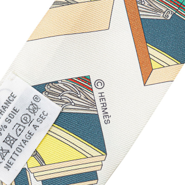 エルメス ツイリー Springs Springs スプリング スプリング スカーフ ホワイト マルチカラー シルク レディース HERMES 【中古】