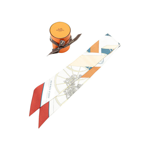 エルメス ツイリー Springs Springs スプリング スプリング スカーフ ホワイト マルチカラー シルク レディース HERMES 【中古】