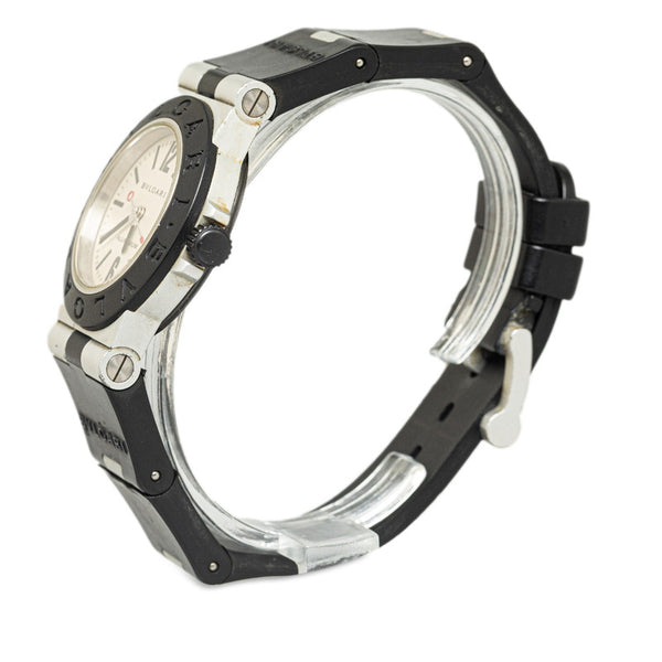 ブルガリ アルミニウム 腕時計 AL32TA クオーツ アイボリー文字盤 ラバー アルミニウム レディース BVLGARI 【中古】