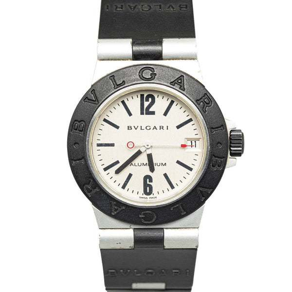 ブルガリ アルミニウム 腕時計 AL32TA クオーツ アイボリー文字盤 ラバー アルミニウム レディース BVLGARI 【中古】