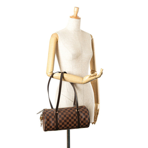 ルイ ヴィトン ダミエ パピヨン30 ハンドバッグ ショルダーバッグ N51303 ブラウン PVC レザー レディース LOUIS VUITTON 【中古】