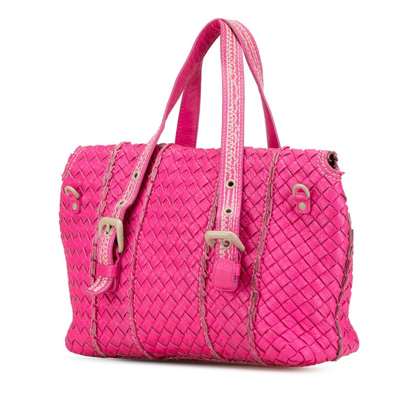 ボッテガヴェネタ イントレチャート ハンドバッグ ショルダーバッグ 2WAY ピンク レザー レディース BOTTEGAVENETA 【中古】