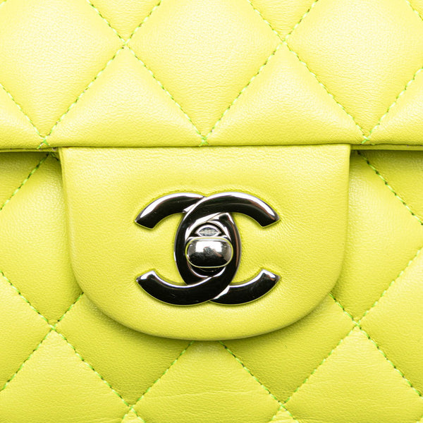 シャネル マトラッセ25 ココマーク Wフラップ チェーン ショルダーバッグ ハンドバッグ イエロー ラムスキン レディース CHANEL 【中古】