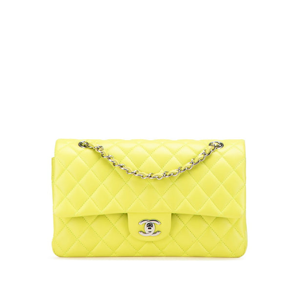 シャネル マトラッセ25 ココマーク Wフラップ チェーン ショルダーバッグ ハンドバッグ イエロー ラムスキン レディース CHANEL 【中古】