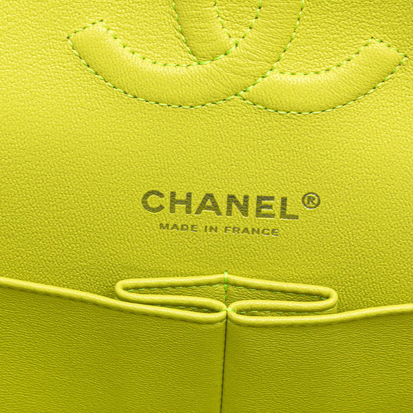 シャネル マトラッセ25 ココマーク Wフラップ チェーン ショルダーバッグ ハンドバッグ イエロー ラムスキン レディース CHANEL 【中古】