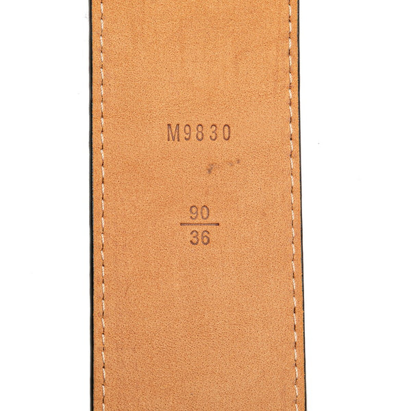 ルイ ヴィトン エピ サンチュール LVイニシアル ベルト 90/36 M9830 ブラック シルバー レザー メンズ LOUIS VUITTON 【中古】