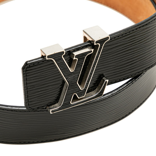 ルイ ヴィトン エピ サンチュール LVイニシアル ベルト 90/36 M9830 ブラック シルバー レザー メンズ LOUIS VUITTON 【中古】